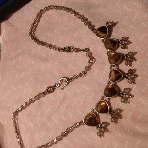 Vintage necklace with topaz stones and beading